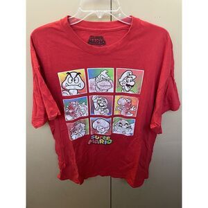 Super‎ Mario Nintendo Men's Shirt Size XL Red Block Characters